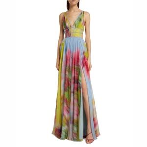 Zuhair Murad
Strass Strappy Plunging Blurred Landscape-Print Chiffon Gown
